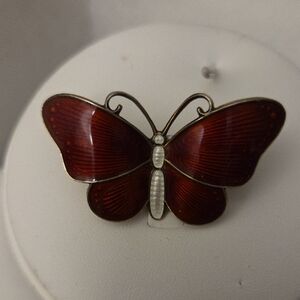 Ivor T Holth Of Norway Red Butterfly 935 Brooch